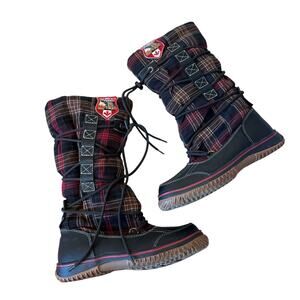 PAJAR Sundance Highlander Andree Plaid Boot Red Brown 38/7.7-5 NIB